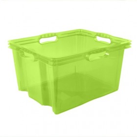 caja de almacenaje con asas integradas tamaño xl 43 x 35 x 23 cm 24 l verde transparente