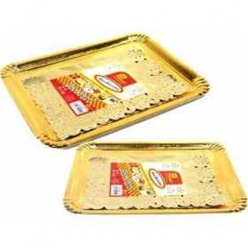 bandeja carton rectangular dorada blonda 31x38cm