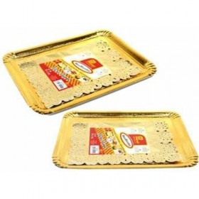 bandeja carton dorada rectangular 25x34cm