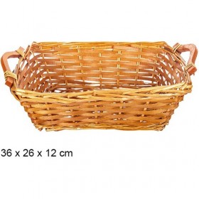cesta mimbre rectangular con asas miel 36x26x12cm