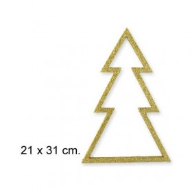arbol navidad madera oro brillante 21x31cm