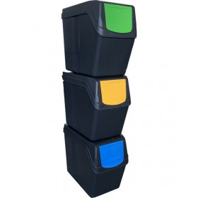 juego de 3 cubos de reciclaje 60 litros color antracita