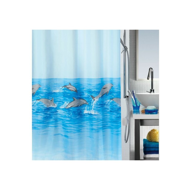 spirella colección nemo cortina de ducha textil 180 x 200 polyester azul